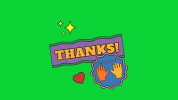 Thank You text animation, Element Stock Overlay 4k Animation Stickers , with alpha channel, Chroma key, wishes, suitable for celebration concept, Green Screen background video