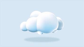 3d cloud animation. Cartoon fluffy cloud icon. Cartoon cloud. Realistic fluffy cloud. 4K seamless loop animation video