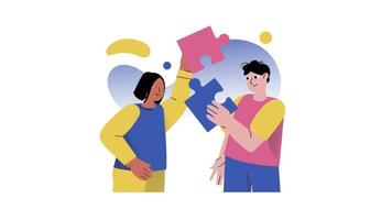 illustration of two people holding a puzzle piece video