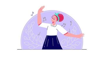 a woman in a skirt and headband is dancing video