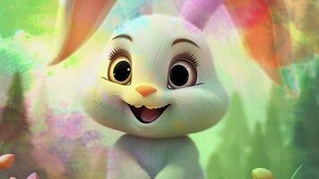 an animated cartoon bunny with big eyes and a big smile video