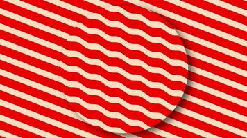 a red and white striped background with a circular shape video