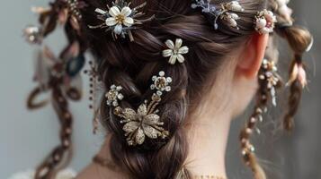 Braided Hairstyle With Floral Accents photo