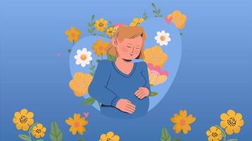 a pregnant woman surrounded by flowers video