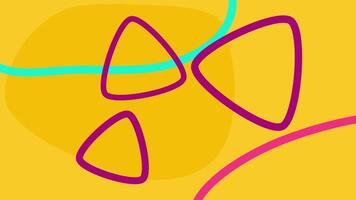 a yellow background with three triangles and a line video