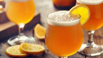 Three Glasses of Beer on Table photo