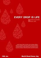 Goup bloods type in a droplet shape with slogan and wording of world blood donor day, example texts on red color background. Poster's campaign of world blood donor day in flat style and design. vector