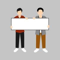 men holding blank board with casual clothes vector