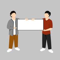 men holding blank board with casual clothes vector