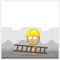 Construction worker with stepladder vector