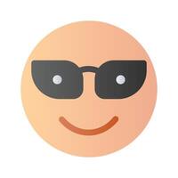 Glasses on emoji face showing concept icon of cool emoji, proud emoji vector