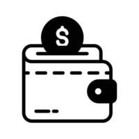 of cash wallet, icon of wallet having dollar coin in editable style vector