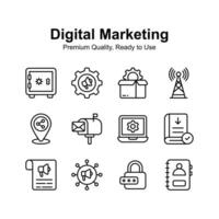 Pack of digital marketing in unique style, ready to use vector