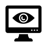 An eye inside the monitor screen showing concept icon of monitoring in trendy style vector