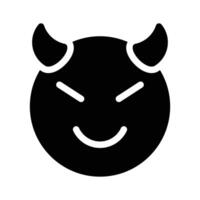 de miedo diablo con cuernos, personalizable emoji icono en de moda estilo vector