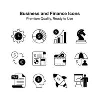 Business and finance premium icons set, ready to use vectors