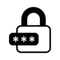 Password on padlock, icon of security protection vector