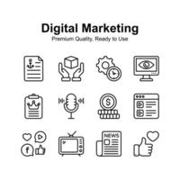 Take a look at this amazing icons set of digital marketing, modern design style vector