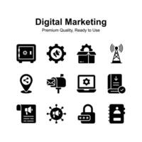 Pack of digital marketing in unique style, ready to use vector