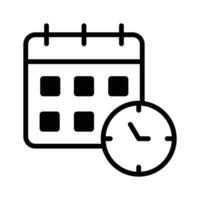 Calendar with clock, concept icon of timetable in modern style vector