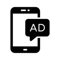 Premium of mobile advertisement, mobile ads ico vector