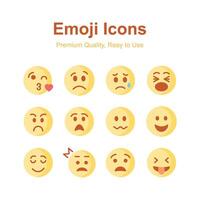 linda emoji iconos, emoticon vectores, aislado en blanco antecedentes vector