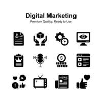 Take a look at this amazing icons set of digital marketing, modern design style vector