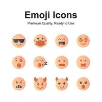 Emoticon icons, cute expressions, set of premium emoji icons vector