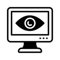 An eye inside the monitor screen showing concept icon of monitoring in trendy style vector