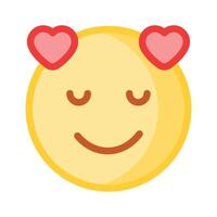 Happy face with heart symbols, concept icon of in love emoji vector