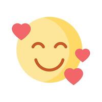 Happy face with heart symbols on eyes, concept icon of in love emoji vector