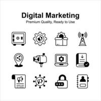 Pack of digital marketing in unique style, ready to use vector