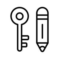 llave y lápiz, icono de palabra clave en moderno estilo vector