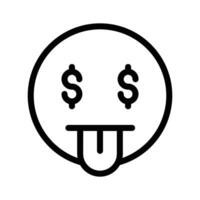 Rich emoji design, greedy expressions, dollar sign on tongue vector