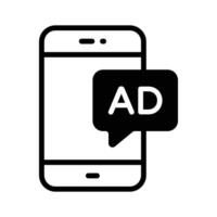 Premium of mobile advertisement, mobile ads ico vector