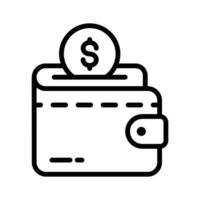 of cash wallet, icon of wallet having dollar coin in editable style vector