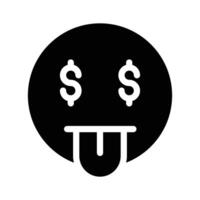 Rich emoji design, greedy expressions, dollar sign on tongue vector