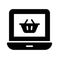 compras cesta dentro ordenador portátil denotando concepto icono de comercio electrónico vector