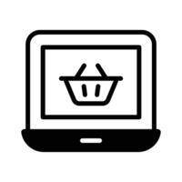 compras cesta dentro ordenador portátil denotando concepto icono de comercio electrónico vector