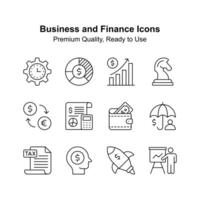 Business and finance premium icons set, ready to use vectors