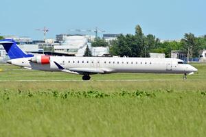 Warsaw Poland. June 8, 2018. Chopin Airport in Warsaw. Plane at the airport after landing. photo