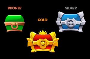 The Level Chests Icons for the UI 2D game vector