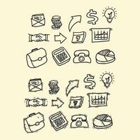 set of hand drawn business icon pack vector