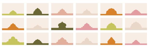 formación de variado geométrico cifras para sitio web parte superior o fondo secciones presentando de inspiración islámica ventana diseños separador modelo en aterrizaje páginas, básico encabezamiento en plano peinado vector
