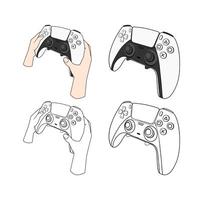 Hand Holding Play Station 5 Controller Game Console Design Illustration vector