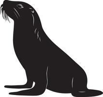 Sea Lion Silhouette Illustration White Background vector