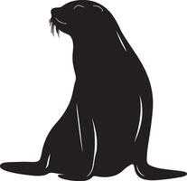 Sea Lion Silhouette Illustration White Background vector