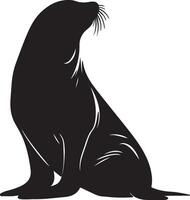 Sea Lion Silhouette Illustration White Background vector