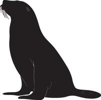 Sea Lion Silhouette Illustration White Background vector