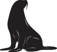 Sea Lion Silhouette Illustration White Background vector